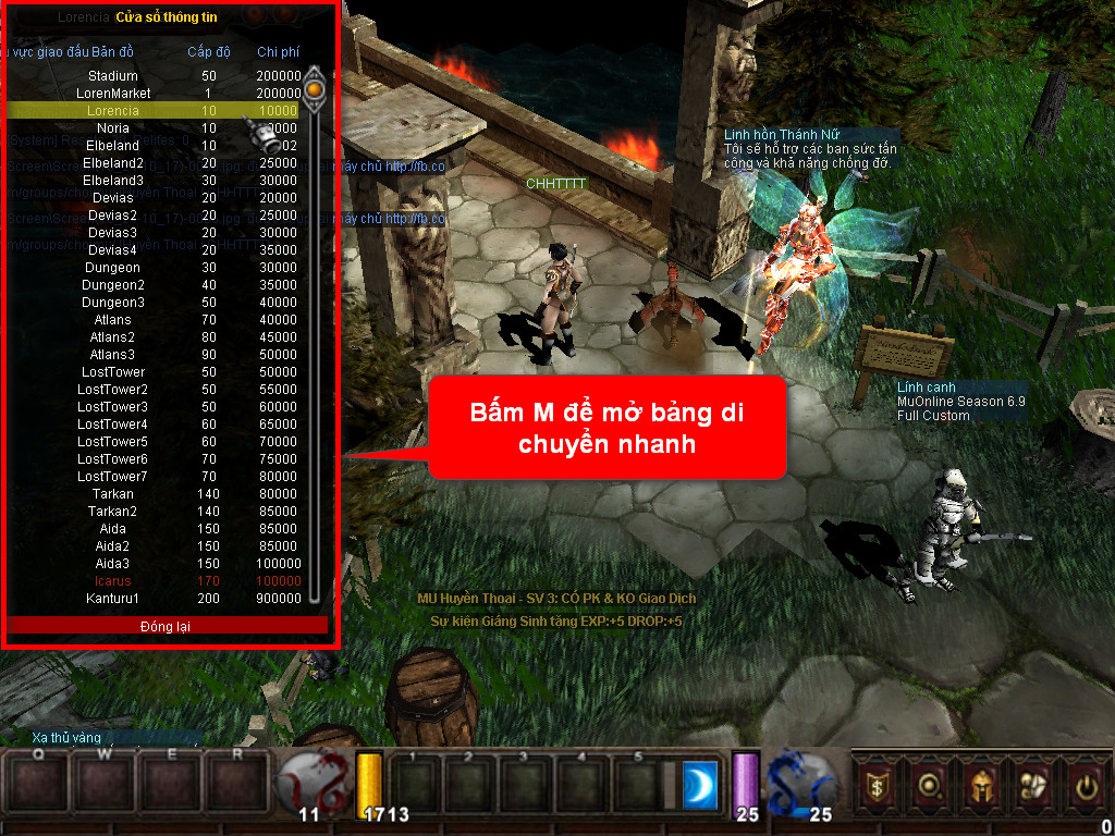 Chức năng chính của Game MU Thiên Binh Chức năng chính của Game MU Thiên Binh